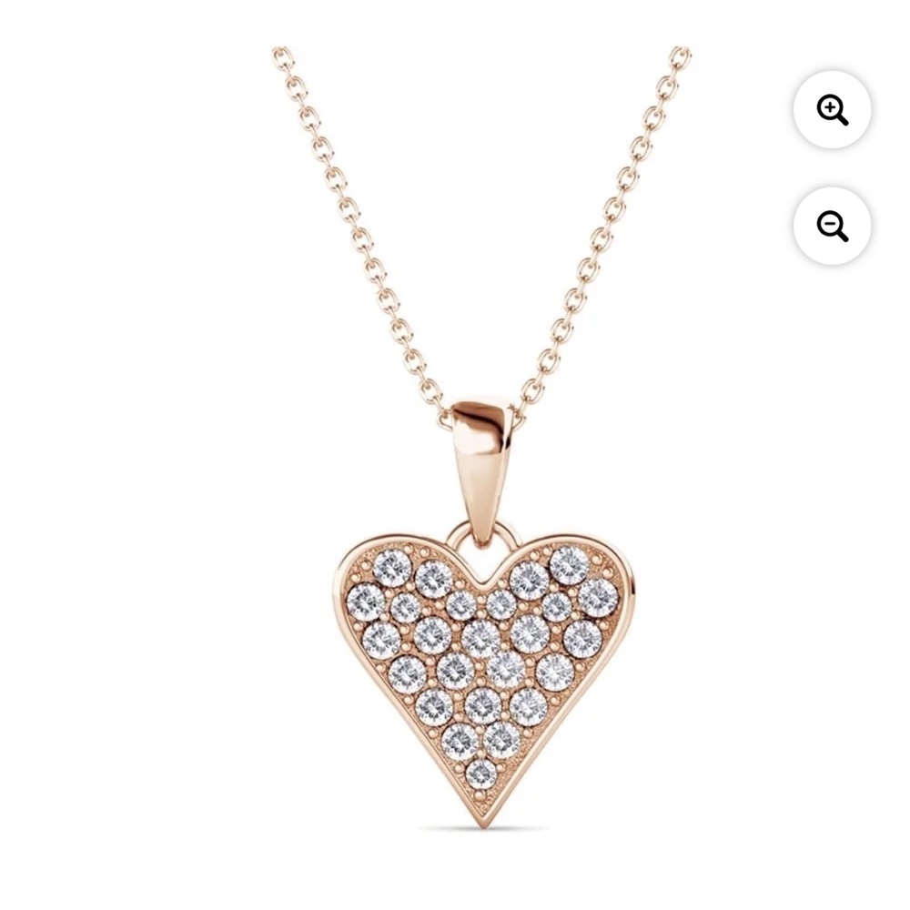 Cate & Chloe Cecilia 18k Rose Gold Plated Heart Pendant Necklace with Swarovski